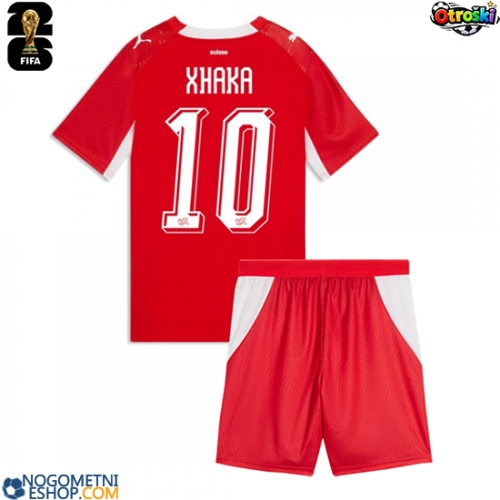 Otroški Nogometni dresi Švica Granit Xhaka #10 Domači SP 2026 Kratek Rokav (+ Kratke hlače)